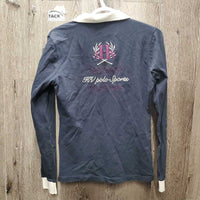 LS Hvy Polo Shirt, 1/4 Button Up *vgc, faded, hairy
