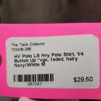 LS Hvy Polo Shirt, 1/4 Button Up *vgc, faded, hairy