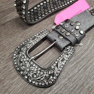 Soft Leather Bling Belt, Bling Buckle, 3 Keepers *like new