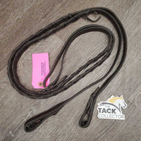 Soft Thick Braided Reins *fair/gc, repaired, broken lace, dirt, scraped & rough back
