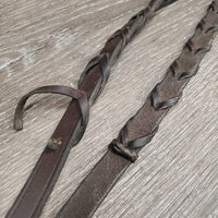 Soft Thick Braided Reins *fair/gc, repaired, broken lace, dirt, scraped & rough back
