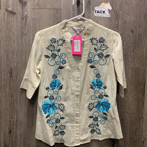 SS Western Shirt, snaps, embroidered *vgc, mnr stains