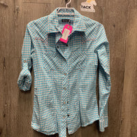 LS Western Shirt, snaps, Roll Up Sleeves *vgc, mnr hair, crinkles
