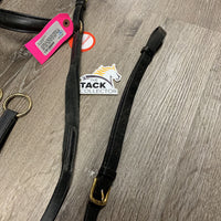 Leather & Elastic Breastplate, 2 Pc Running Martingale Attach *gc, stiff, dry, knotted, scraped edges, film, rubs, clean & mnr dirt
