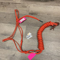 Soft Nylon Rope Halter, Lead Rope, Caribiner, loop snap end *gc, v.dirty, v.chewed end, rubs, frays
