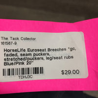 Euroseat Breeches *gc, faded, seam puckers, stretched/puckers, leg/seat rubs
