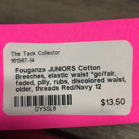 JUNIORS Cotton Breeches, elastic waist *gc/fair, faded, pilly, rubs, discolored waist, older, threads
