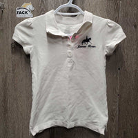 JUNIORS SS Polo Shirt "James River", 1/4 Button Up *gc, mnr hair, stains & curled collar
