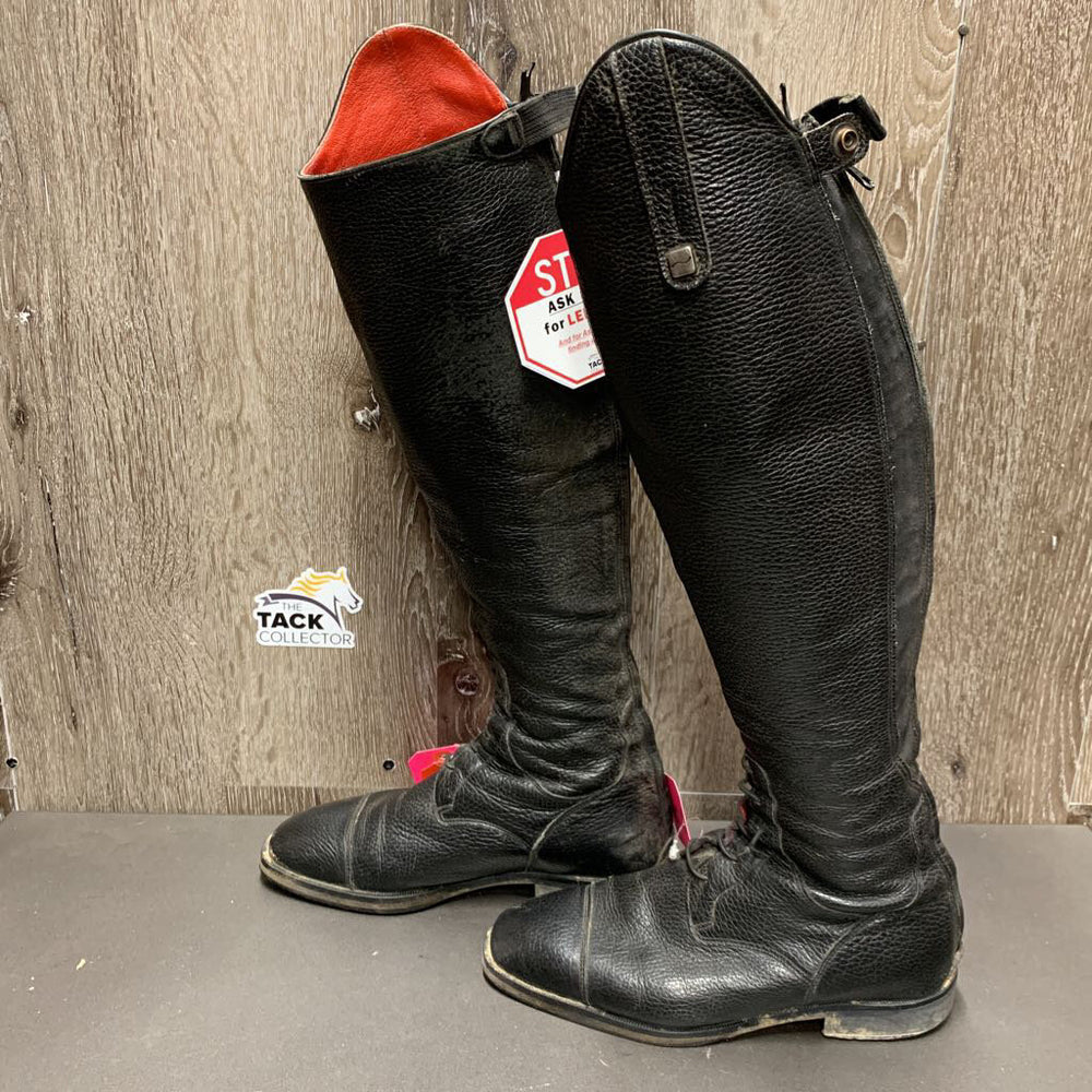 Pr Field Boots, zips *gc, SPLIT Rt Zip, broken laces, rubs, dirt, rundown heels