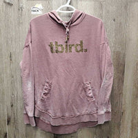 LS Sweatshirt Hoodie, "tbird" sparkles *gc, thin/faded pits, v.pilly, edge rubs
