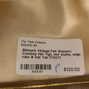 Vintage Felt Western Cowboy Hat *vgc, mnr stains, edge rubs & hair