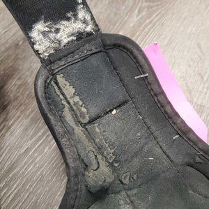 Pr Hind Boots, velcro *fair, residue, scrapes, scratches, v.rubbed & torn, hole, hairy velcro