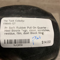 Pr Soft Rubber Pull On Quarter - Heel Boots *vgc, clean, scratches, residue, film, dust
