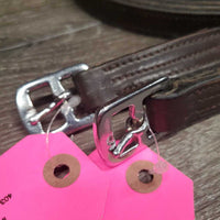 Pr Narrow Thick Lined Stirrup Leathers *gc/fair, UNDONE edge stitching, v.rubbed, dents, scraped edges