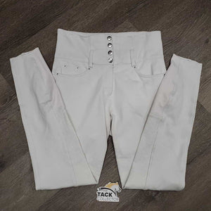 High Waist Sticky Full Seat Breeches *gc, clean, mnr hair & stains, dingy, discolored/stained seat & legs, rubbed/peeled stickies