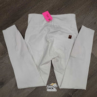 High Waist Sticky Full Seat Breeches *gc, clean, mnr hair & stains, dingy, discolored/stained seat & legs, rubbed/peeled stickies
