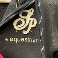 Sweatshirt Hoodie, zipper, "Canada, Equestrian" *gc, clean, hair, faded cuffs, v.clumpy lining
