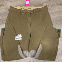 Hvy Cotton Breeches *gc, faded, pills, seam rubs, older, v.rubbed & pilly knees, seat & ankles
