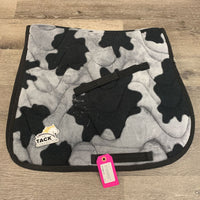 Fleece Dressage Saddle Pad, tabs *gc, mnr hair, rubs, pills, clean, faded, clumpy
