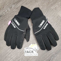 40 gm Winter Riding Gloves, Fleece Lined *gc, rubs, threads, snags, popped elastics, peeled fingers
