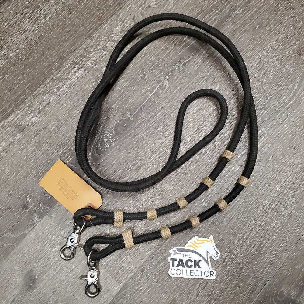 Nylon Round Barrel - Rope Reins, snaps *gc, mnr dirt, faded, rubs, frays, snags