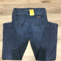 Denim Jeans, add on Knee Patches *gc, mnr snags, rubbed & faded spots
