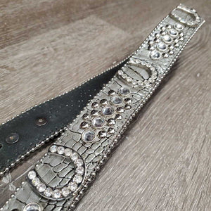 Western Leather Bling Belt, Buckle, Keeper *vgc/gc, mnr bent, dents, folds, rubs & scratches