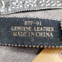 Western Leather Bling Belt, Buckle, Keeper *vgc/gc, mnr bent, dents, folds, rubs & scratches
