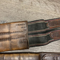 Leather Girth, 1x els *gc/fair, clean, stiff, v.rubbed & faded, v.curled & sharp edge
