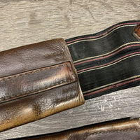 Leather Girth, 1x els *gc/fair, clean, stiff, v.rubbed & faded, v.curled & sharp edge
