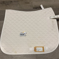 Quilt Dressage Saddle Pad, tabs *gc, clean, dingy, stains, mnr rubs & pills
