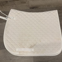 Quilt Dressage Saddle Pad, tabs *gc, clean, dingy, stains, mnr rubs & pills
