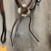 Rsd/FS Monocrown Figure 8 Bridle, Rubber Reins *xc/vgc, NO CHIN Buckle, clean, v.mnr dirt Reins: gc, dirt, residue, stains
