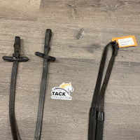 Pr Rubber Reins *gc, mnr dirt, film, dents, dry, stiff, twisted hook, unstitched keeper
