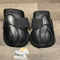 Pr Thick Neoprene Closed Hind Boots, velcro *gc, mnr hair, clean, edge rips & frays, scrapes, scratches
