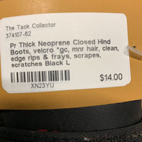 Pr Thick Neoprene Closed Hind Boots, velcro *gc, mnr hair, clean, edge rips & frays, scrapes, scratches
