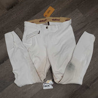 Hvy Cotton Full Seat Breeches *fair/gc, older, dingy, stains, rubs, seat: stretched, stained & pilly
