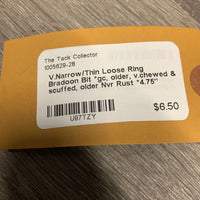 V.Narrow/Thin Loose Ring Bradoon Bit *gc, older, v.chewed & scuffed, older