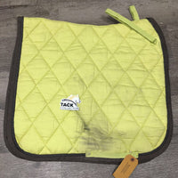 Quilt Dressage Saddle Pad, tabs, piping *gc, clean, stains, rubs, hairy
