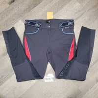 Euroseat Breeches *gc, undone seam stitching, seam puckers, threads, shrunk?, discolored seat & legs
