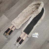 Nylon Web Fleece Girth, 2x els, D Ring *gc/fair, v.dirty, hairy, clumpy, stains, rust, thin edges
