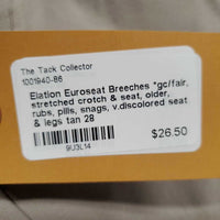 Euroseat Breeches *gc/fair, stretched crotch & seat, older, rubs, pills, snags, v.discolored seat & legs
