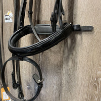 Rsd Padded Dressage Bridle, crank, flash, Rubber Lined Reins *like new, mnr dirt
