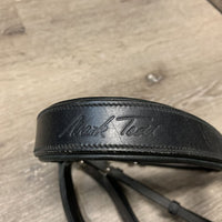 Rsd Padded Dressage Bridle, crank, flash, Rubber Lined Reins *like new, mnr dirt