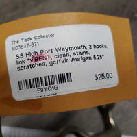 SS High Port Weymouth, 2 hooks, link *v.BENT, clean, stains, scratches, gc/fair
