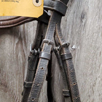 Rsd/Padded Monocrown Bridle, Flash, Buckles *gc, crackles, stiff, edge scrapes, faded, dirty, stains, xholes