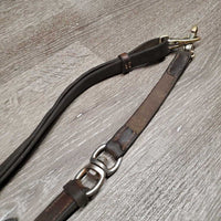 v.Thick Leather Side Reins, Swivel Center *gc, older, xholes, rubs
