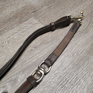 v.Thick Leather Side Reins, Swivel Center *gc, older, xholes, rubs