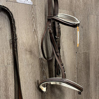 Padded Rsd Bridle, Wide Flat Braided Reins, Bit, buckles *NO Flash, gc, older, clean, stiff, dry, faded, stains, xholes, stitching
