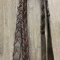 Padded Rsd Bridle, Wide Flat Braided Reins, Bit, buckles *NO Flash, gc, older, clean, stiff, dry, faded, stains, xholes, stitching
